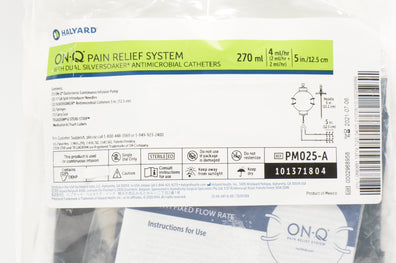 Halyard PM025-A ON-Q Pain Relief System with Antimicrobial Cath. 270ml x 5 inch